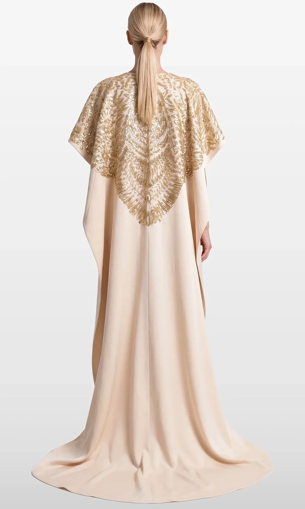 Gatti Nolli Couture OP-7915 - Beaded Ornate Column V-Neck Gown Mother Of The Bride Dresses in Natural  