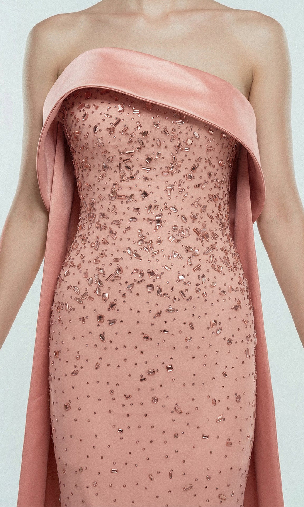 Gatti Nolli Couture OP-7863 - Asymmetrical Neck Crystal Embellished Gown Formal Gowns in Pink  