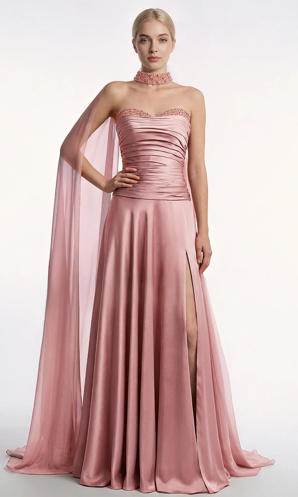 Gatti Nolli Couture OP-7905 - A-Line Pleated Bodice Evening Gown Evening Dresses in Pink  