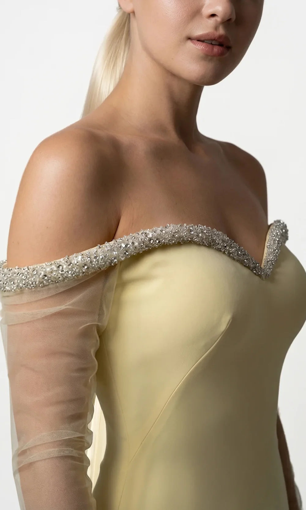 Gatti Nolli Couture OP-7916 - Attached Cape Sweetheart Crepe Gown Pageant Dresses in Yellow  