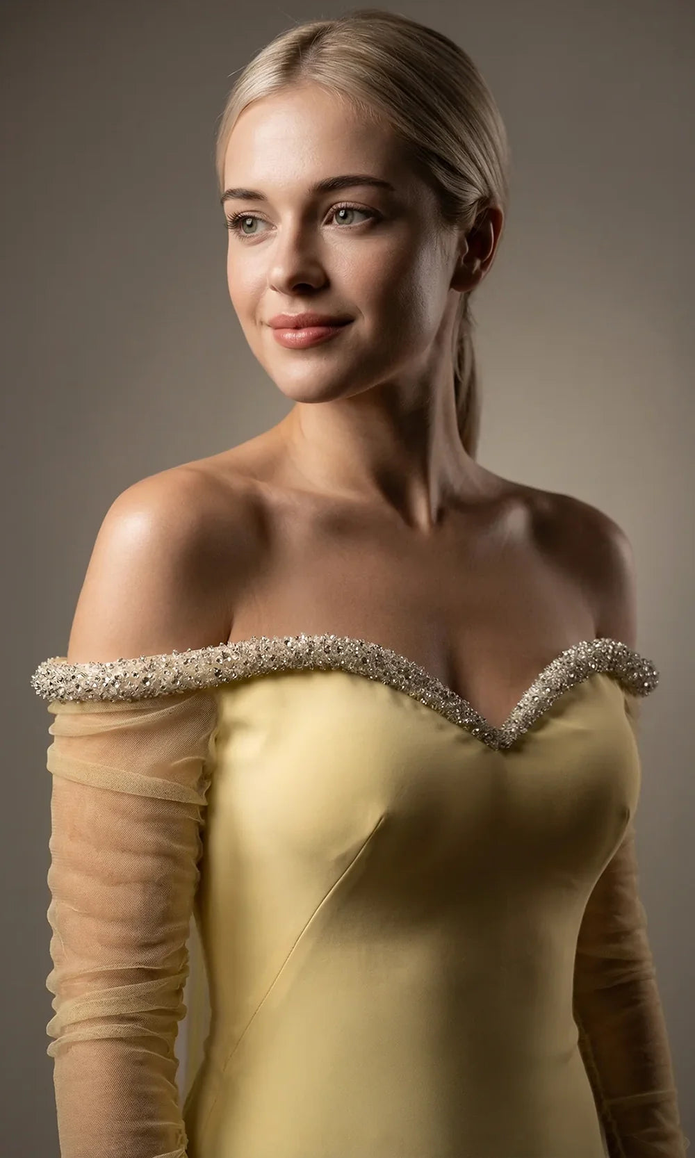Gatti Nolli Couture OP-7916 - Attached Cape Sweetheart Crepe Gown Pageant Dresses in Yellow  