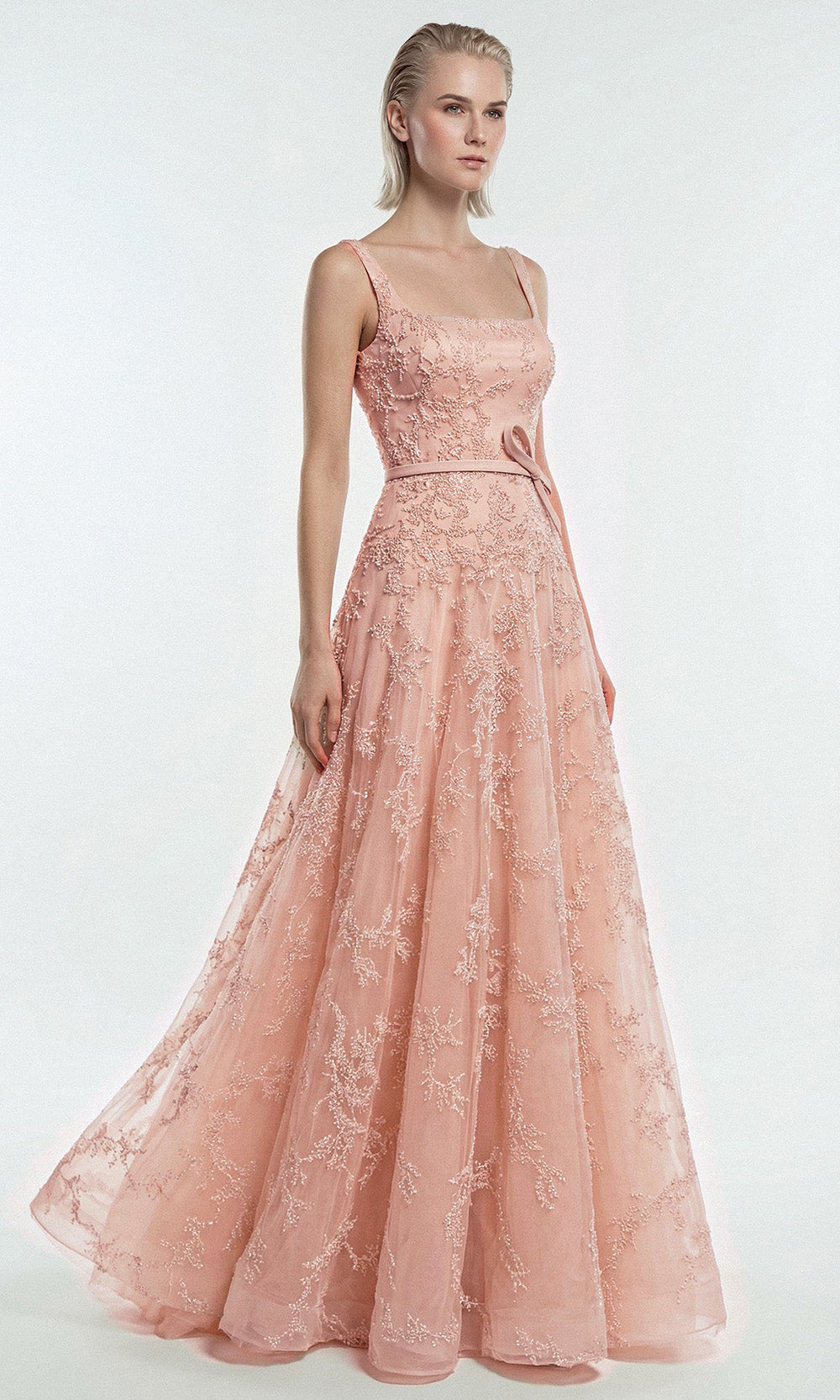 Gatti Nolli Couture OP-7876 - Scoop Back A-Line Evening Gown with Belt Formal Gowns in Pink  