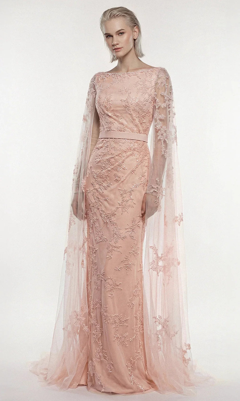 Gatti Nolli Couture OP-7877 - Bateau Neck Sequin Embellished Gown Mother of the Bride Dresses in Pink  