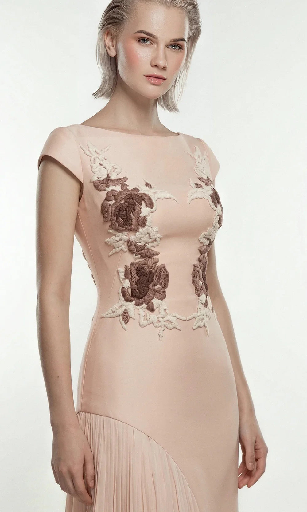 Gatti Nolli Couture OP-7873 - Cap Sleeve Pleated Skirt Evening Gown Mother of the Bride Dresses in Pink  