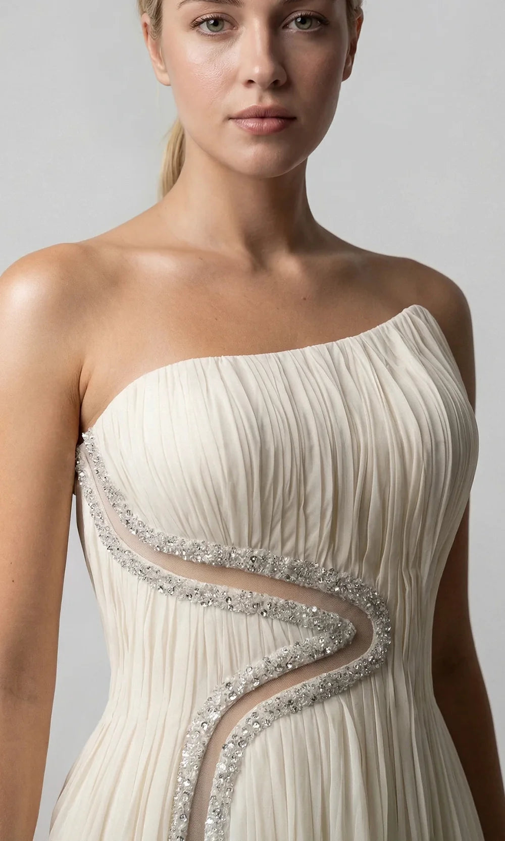 Gatti Nolli Couture OP-7920 - Crystal Trim A-Line Evening Gown Bridal Dresses in White  