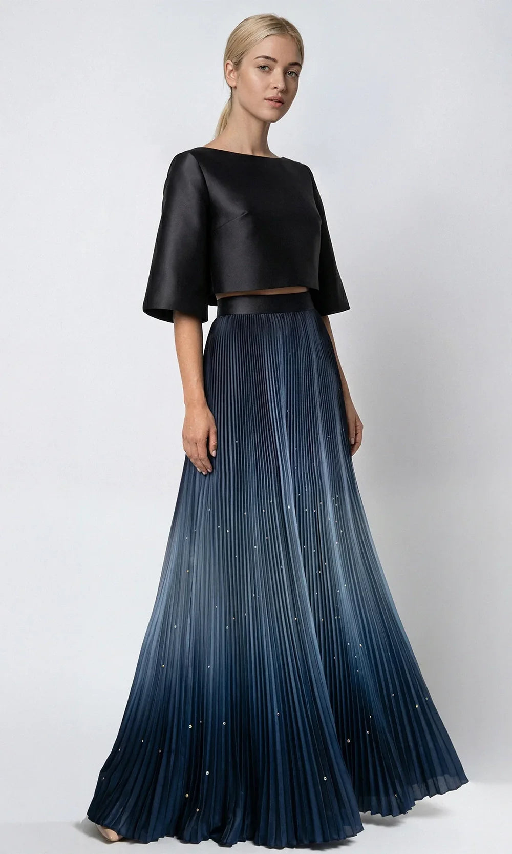 Gatti Nolli Couture OP-7871 - Embellished A-Line Two Piece Dress Mother of the Bride Dresses in Black and Blue