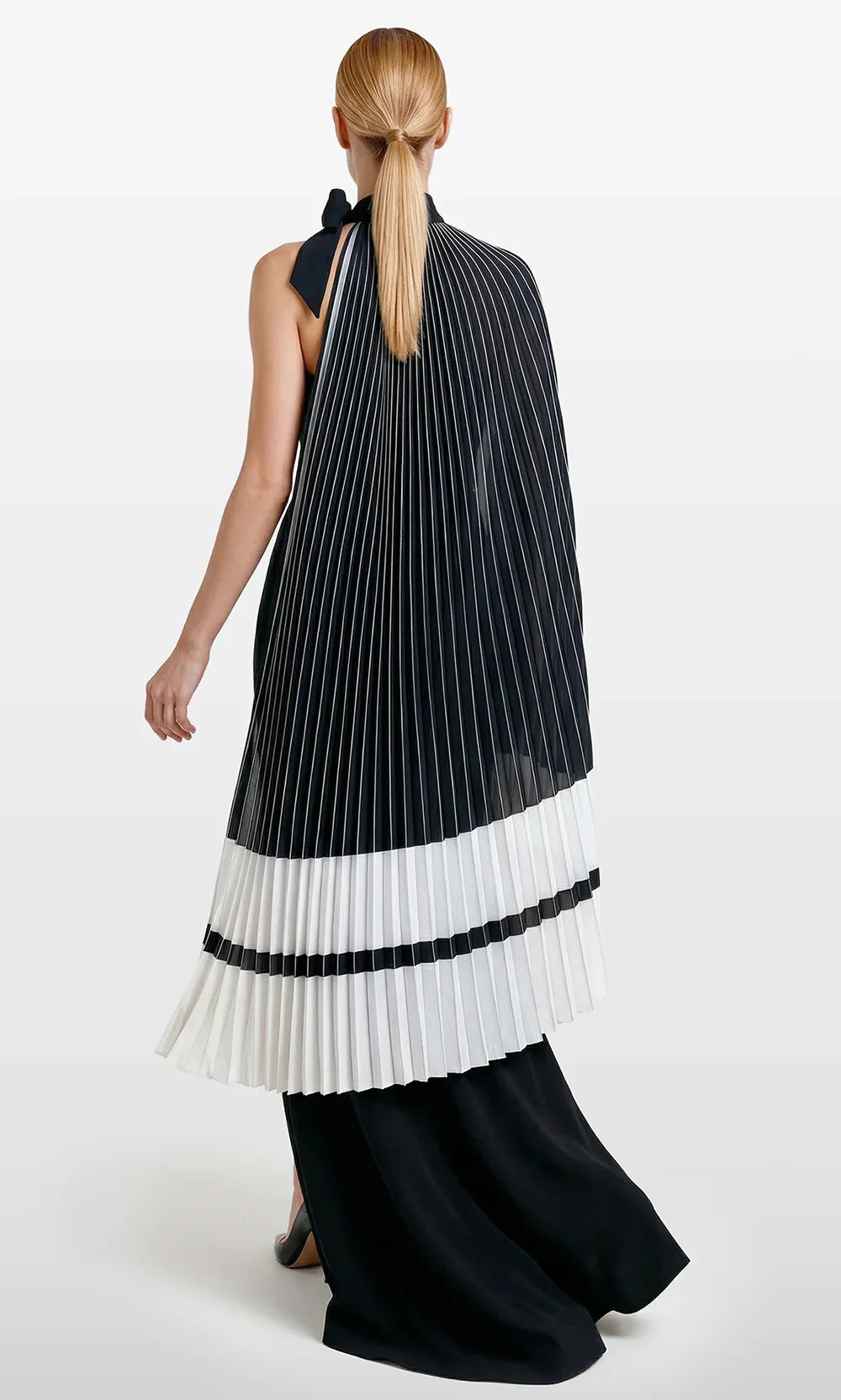 Gatti Nolli Couture OP-7864 - Pleated Metallic Cape Column Evening Dress Evening Dresses in Black  