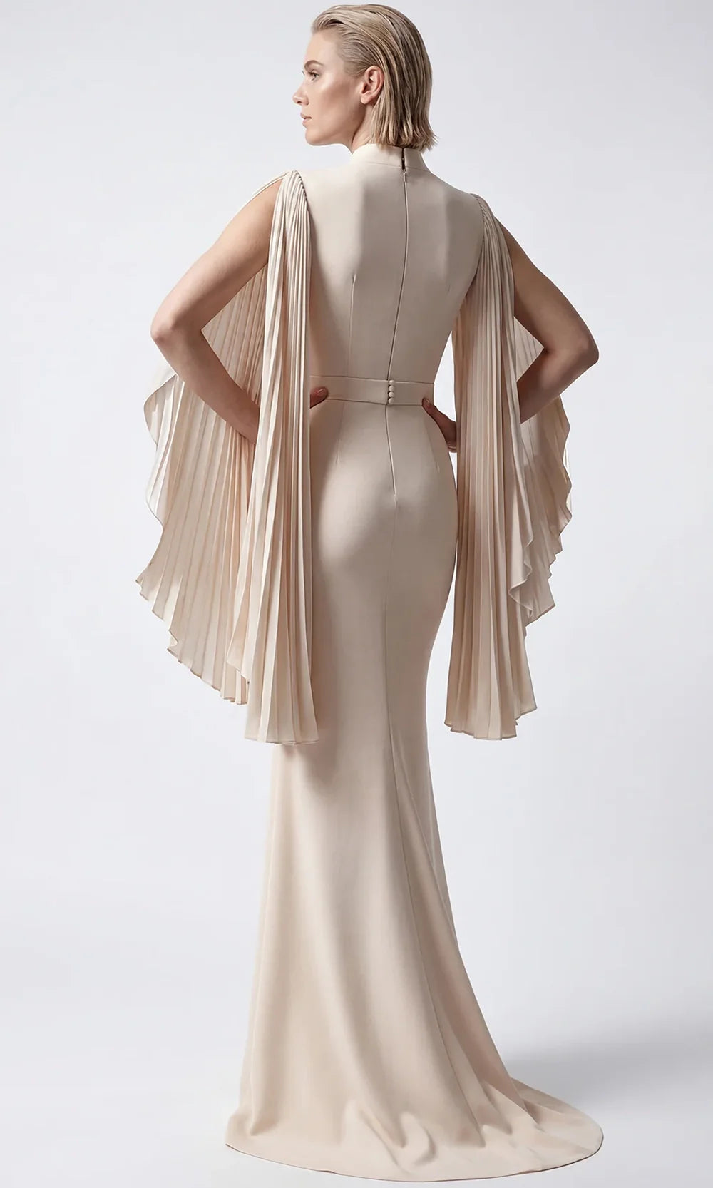 Gatti Nolli Couture OP-7914 - Crystal Detail Sheath Long Gown Pageant Dresses in Neutral  