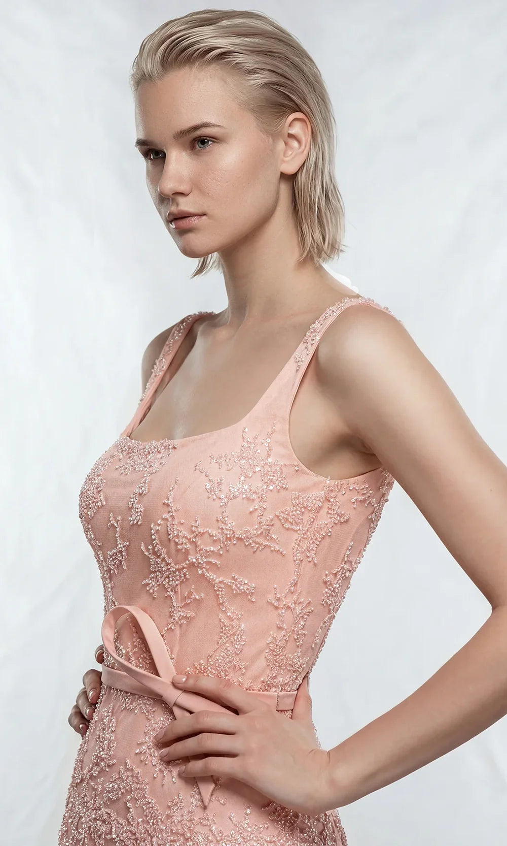 Gatti Nolli Couture OP-7876 - Scoop Back A-Line Evening Gown with Belt Formal Gowns in Pink  