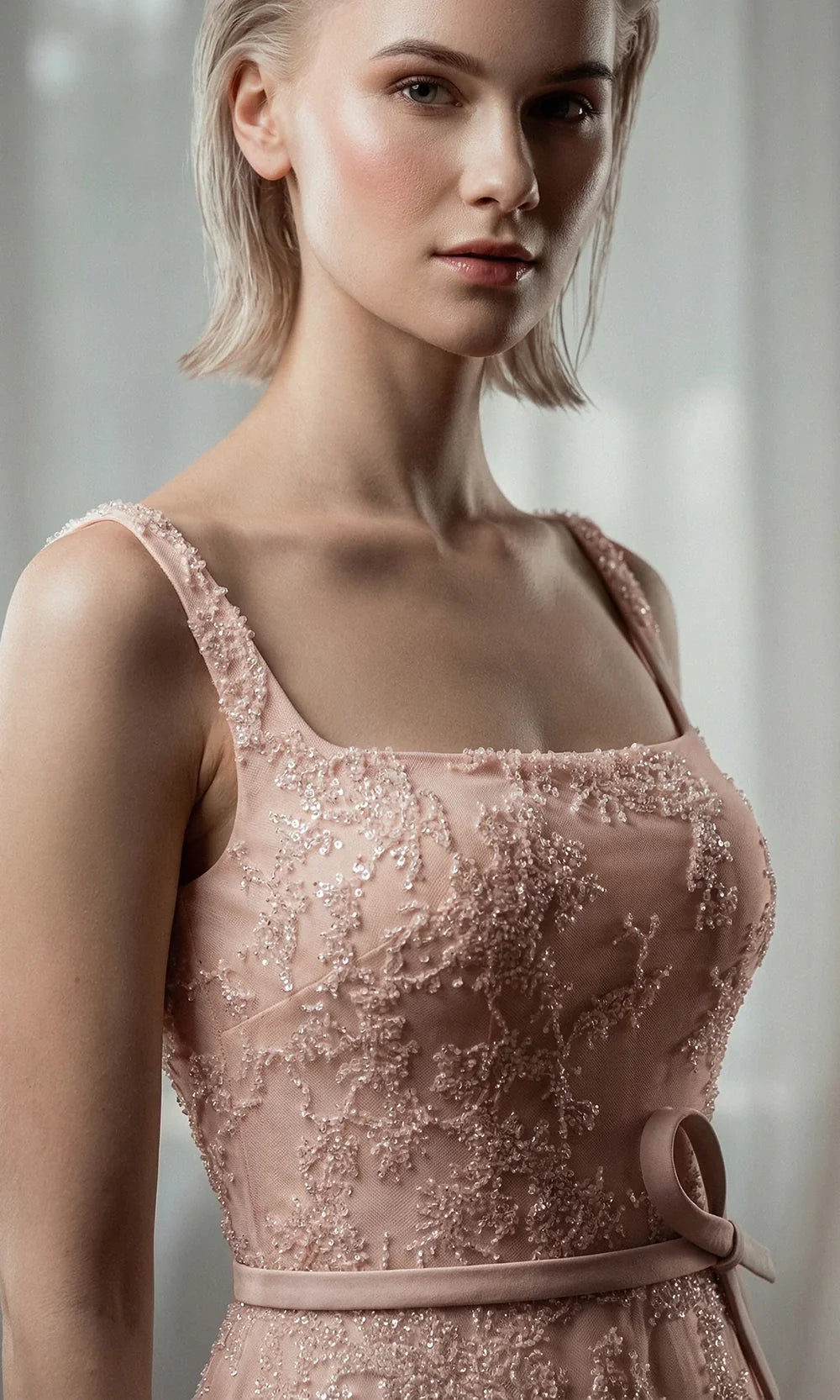 Gatti Nolli Couture OP-7876 - Scoop Back A-Line Evening Gown with Belt Formal Gowns in Pink  