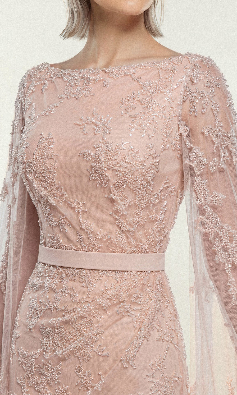 Gatti Nolli Couture OP-7877 - Bateau Neck Sequin Embellished Gown Mother of the Bride Dresses in Pink  