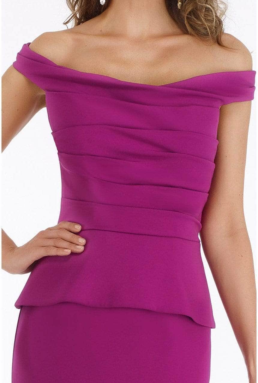 Gia Franco 12012 - Off Shoulder Buttons Back Evening Dress Evening Dresses 12 / Magenta