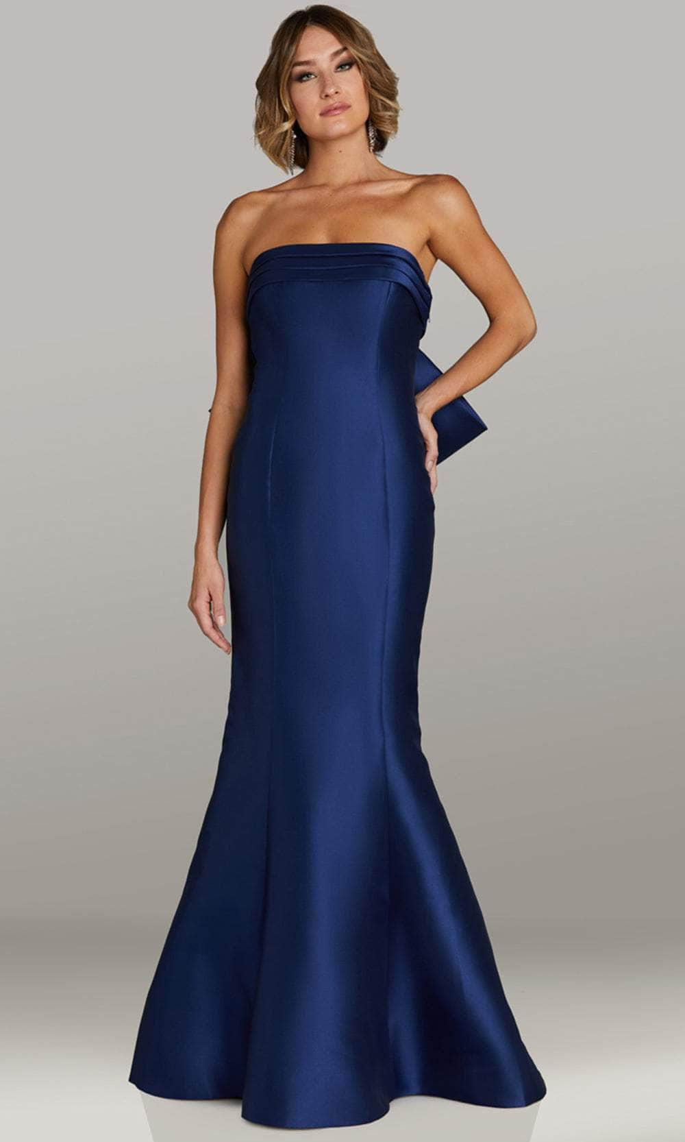 Gia Franco 12411 - Strapless Draped Bow Evening Gown Prom Dresses 6 / Navy