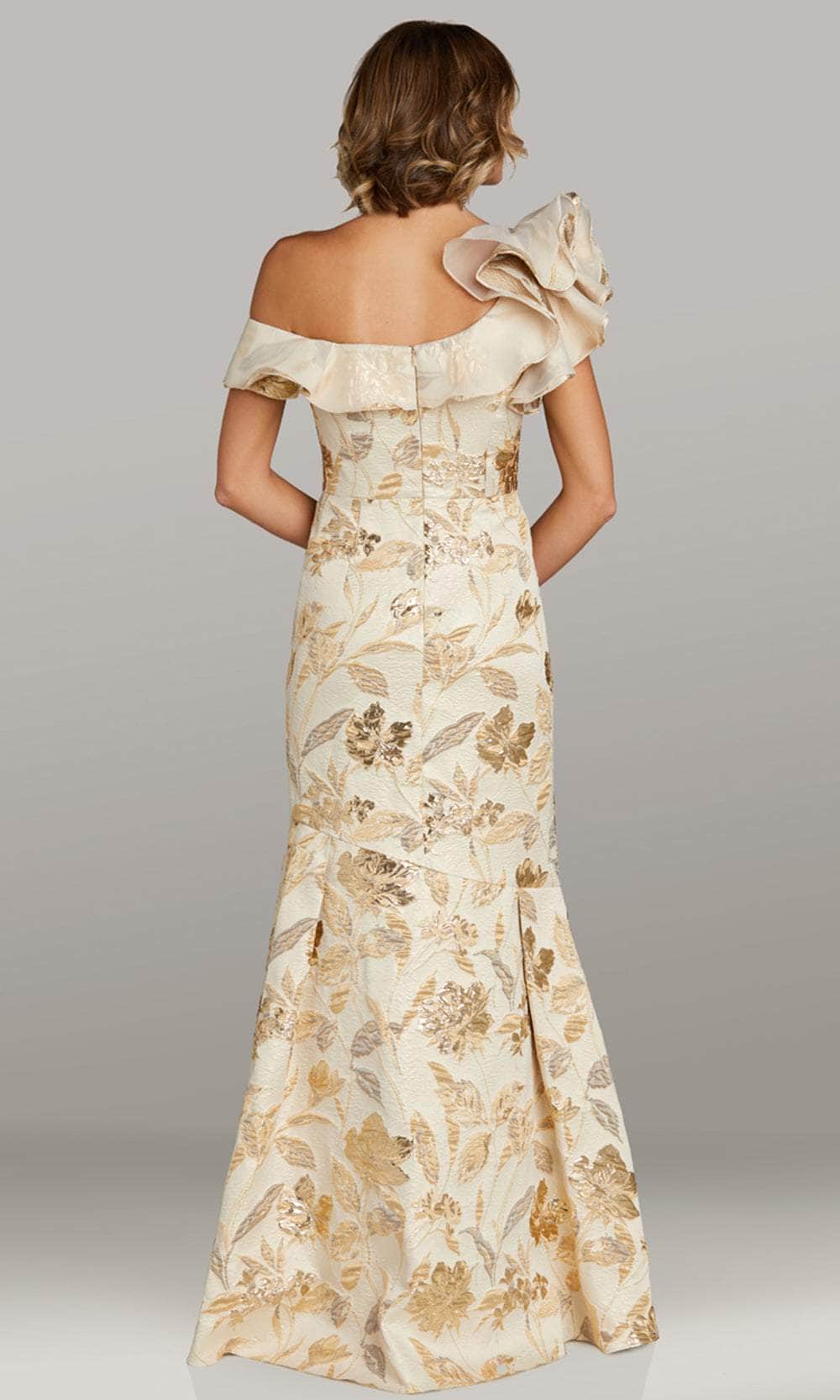 Gia Franco 12447 Jacquard Long Mermaid Dress Ruffles, Short