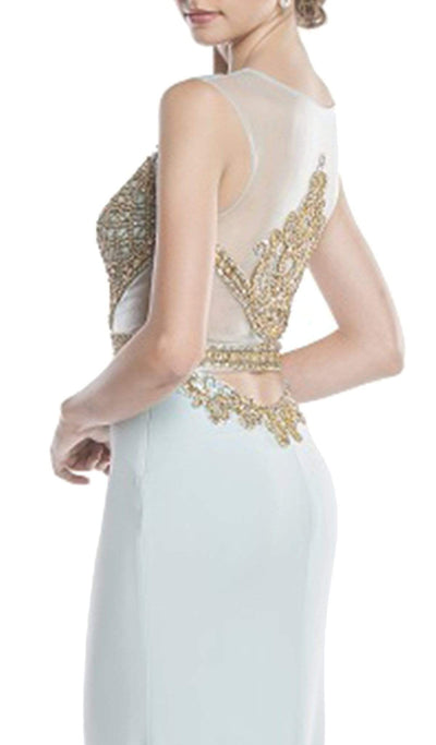 Gilded Illusion Bateau Sheath Prom Dress Prom Dresses