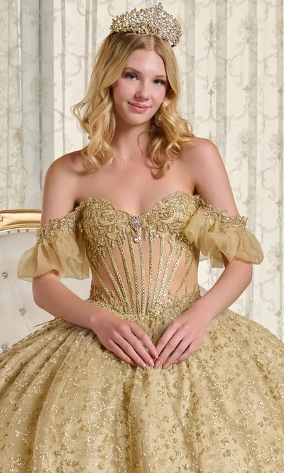 Elizabeth K GL3632 - Sweetheart Bejeweled Corset Ballgown Quinceanera Dresses