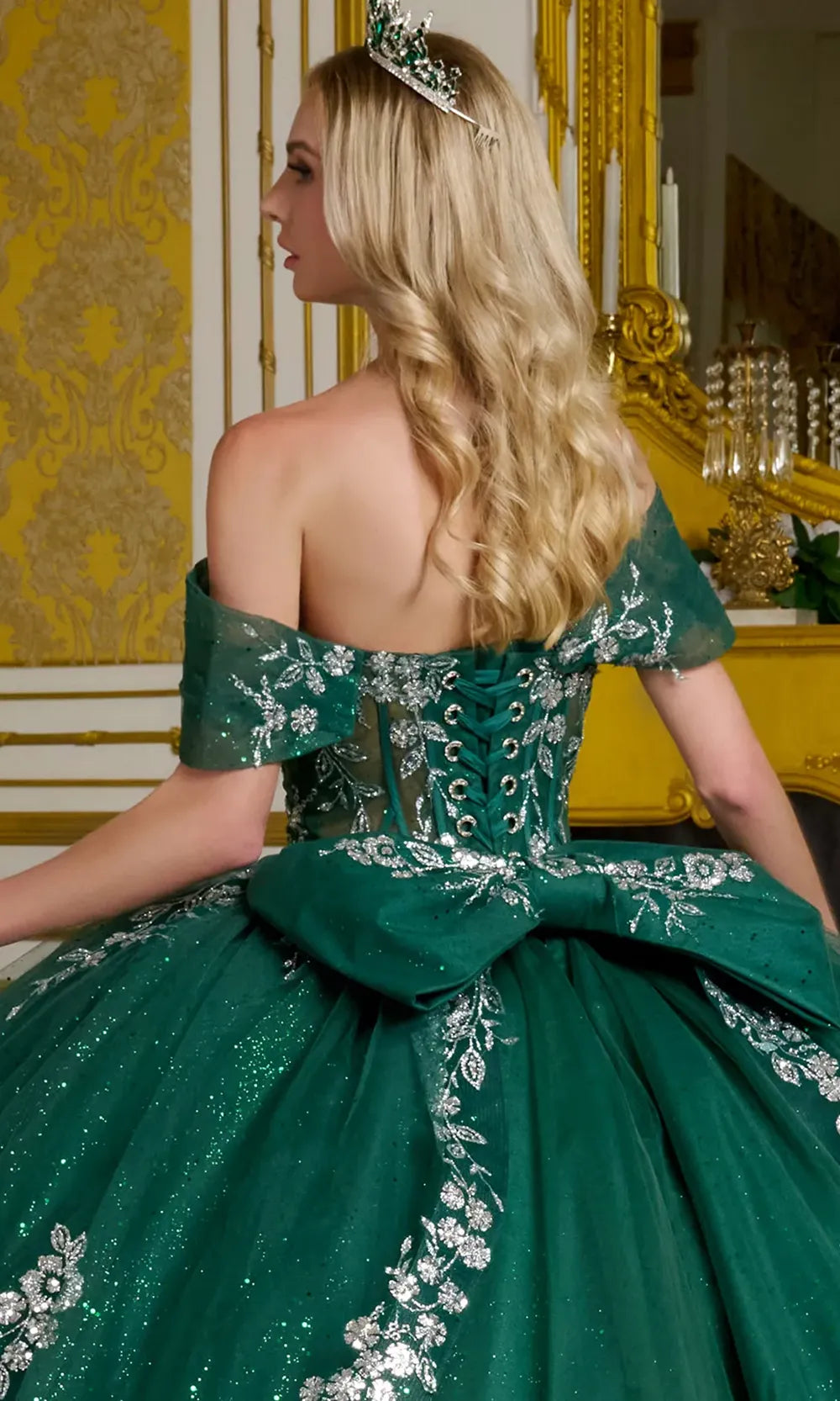 Elizabeth K GL3636 - Floral Embellished Illusion Corset Ballgown Quinceanera Dresses