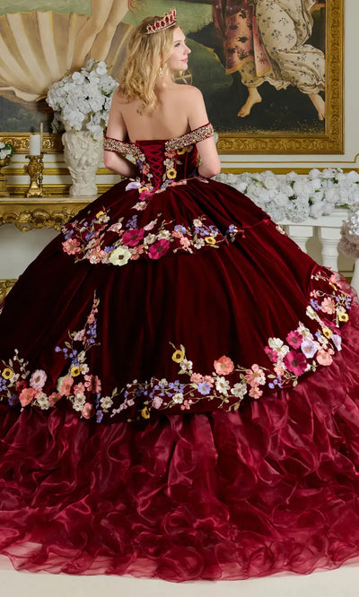 Elizabeth K GL3638 - Beaded Trim Off Shoulder Ballgown with Ruffles Quinceanera Dresses