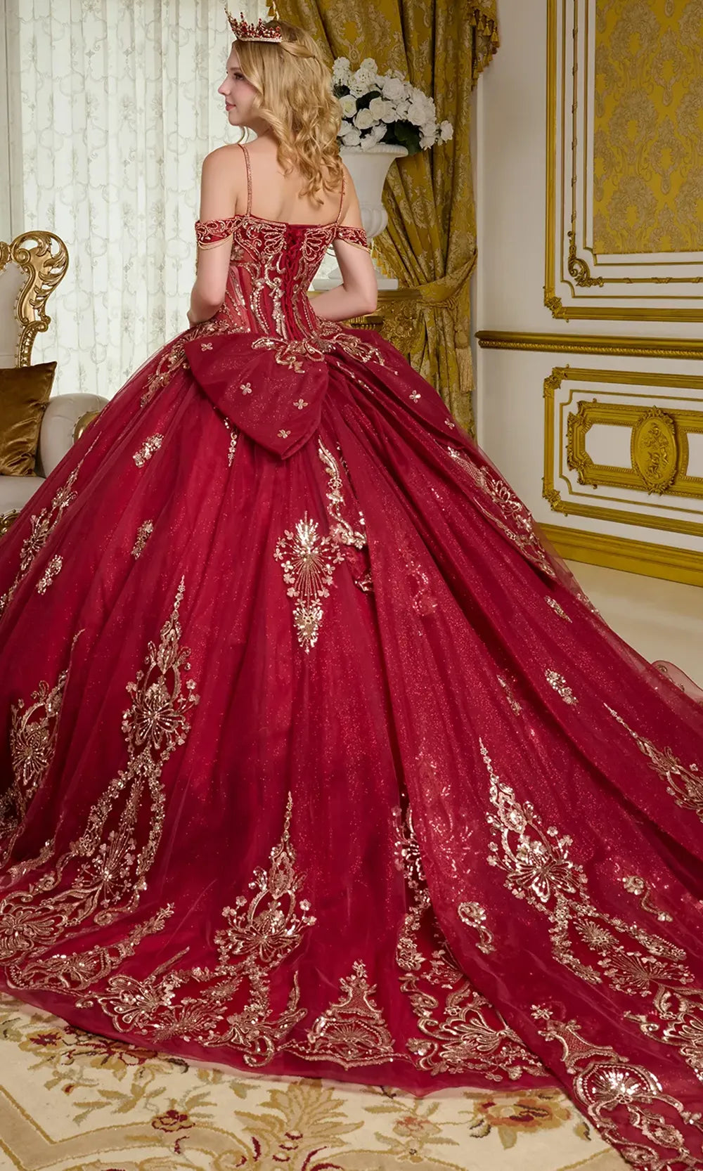 Elizabeth K GL3639 - Illusion Corset Cold Shoulder Gown Quinceanera Dresses