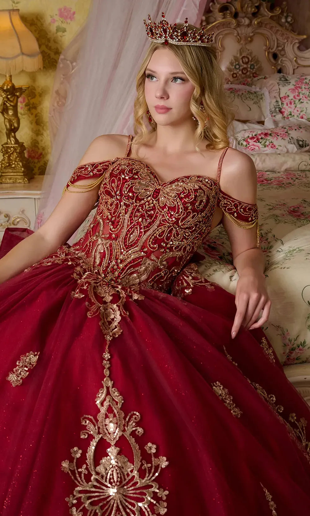 Elizabeth K GL3639 - Illusion Corset Cold Shoulder Gown Quinceanera Dresses