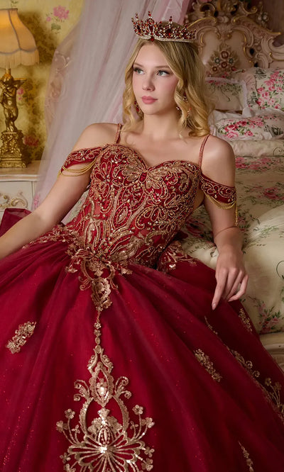 Elizabeth K GL3639 - Illusion Corset Cold Shoulder Gown Quinceanera Dresses