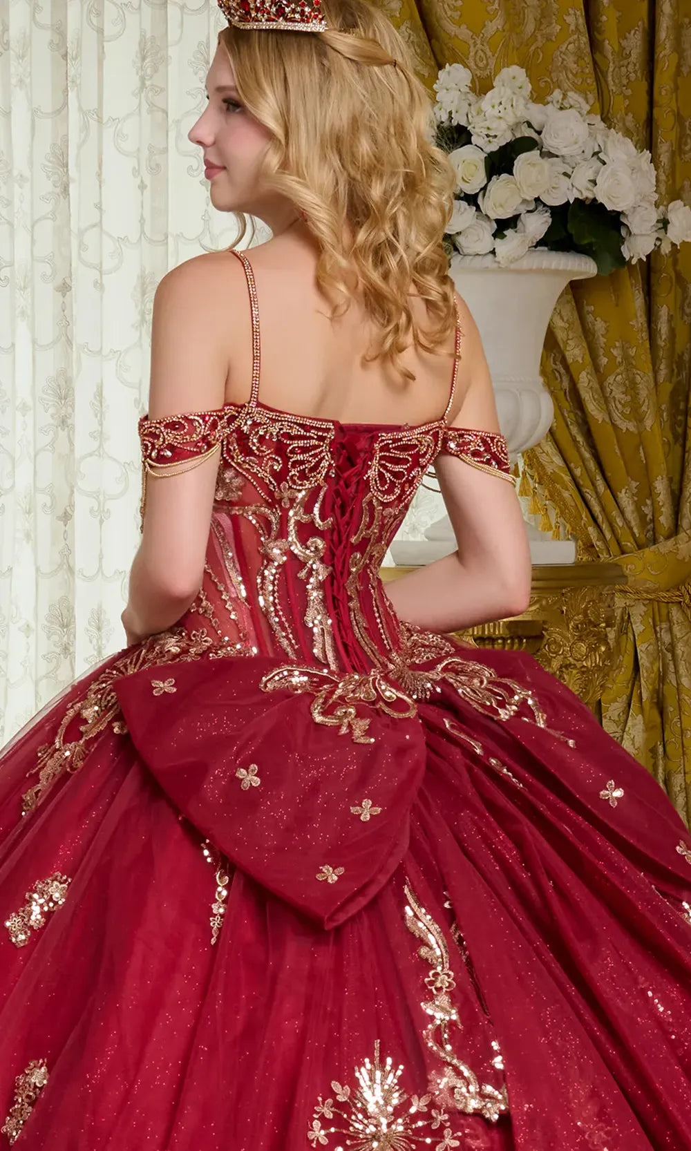 Elizabeth K GL3639 - Illusion Corset Cold Shoulder Gown Quinceanera Dresses