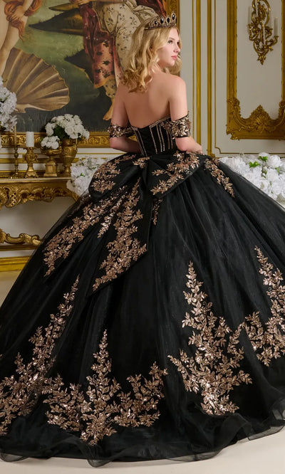 Elizabeth K GL3640 - Floral Applique Lace-Up Back Quinceanera Gown Quinceanera Dresses