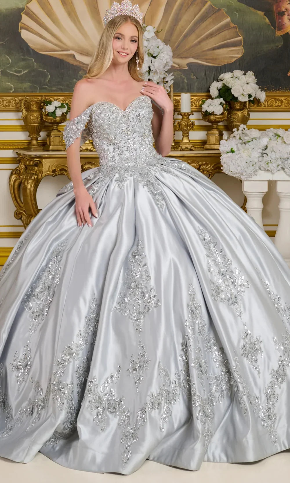 Elizabeth K GL3643 - Sweetheart Pleated Ballgown with Bow Quinceanera Dresses