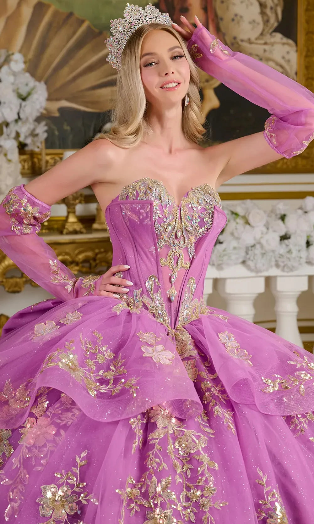 Elizabeth K GL3647 - Strapless Beaded Applique Quinceanera Gown Quinceanera Dresses