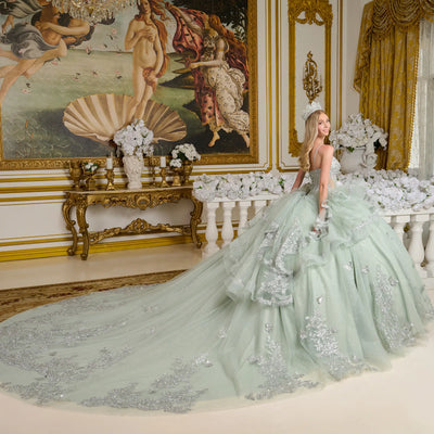 Elizabeth K GL3649 - Sparkling Quince Gown with Ruffled Overlay Quinceanera Dresses