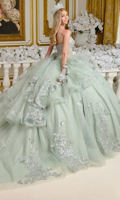 Elizabeth K GL3649 - Sparkling Quince Gown with Ruffled Overlay Quinceanera Dresses