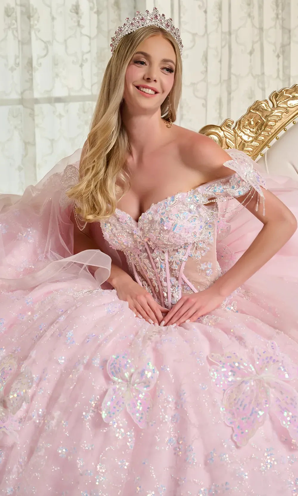 Elizabeth K GL3651 - 3D Butterfly Sweetheart Tulle Gown Quinceanera Dresses