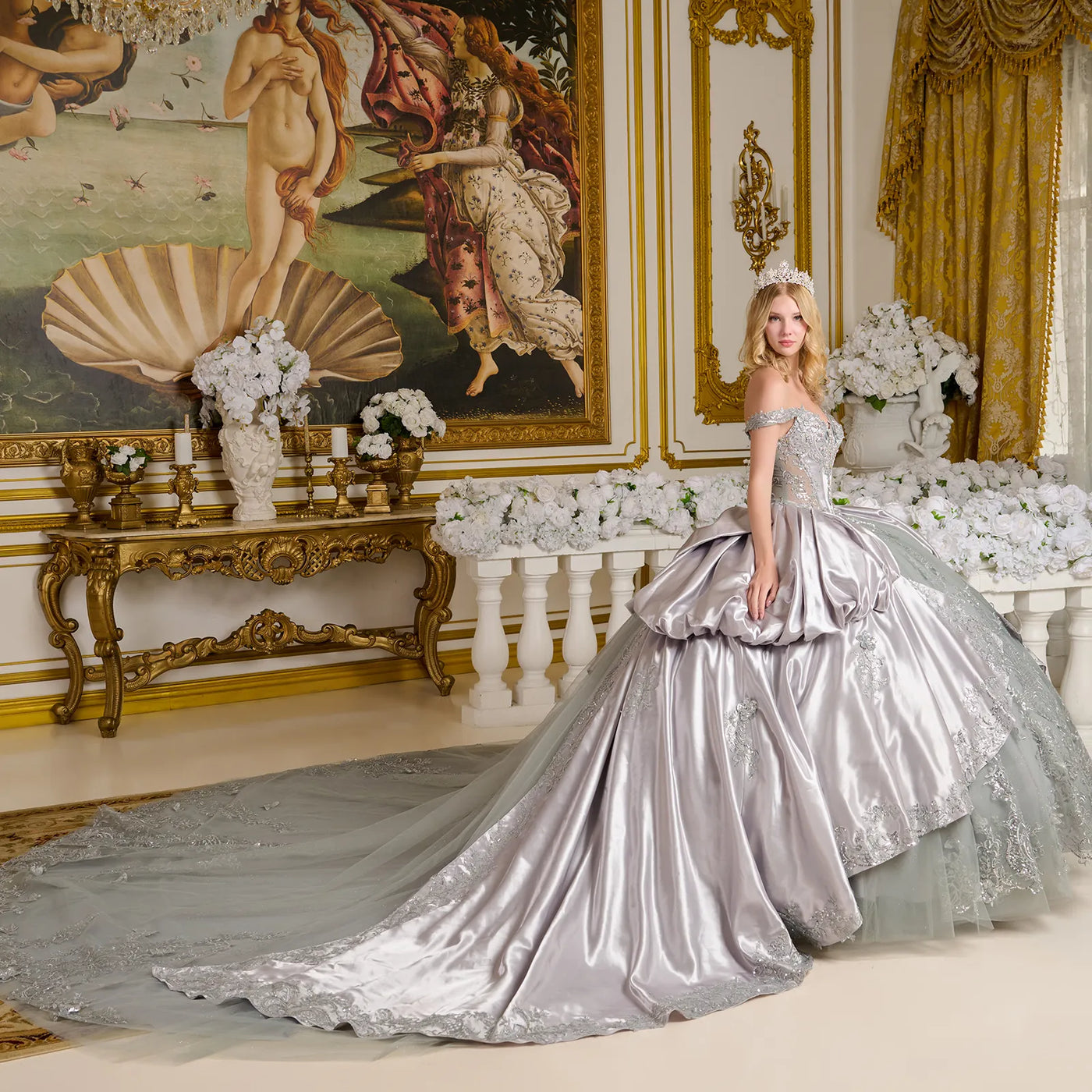 Elizabeth K GL3652 - Off Shoulder Beaded Quinceanera Gown Quinceanera Dresses