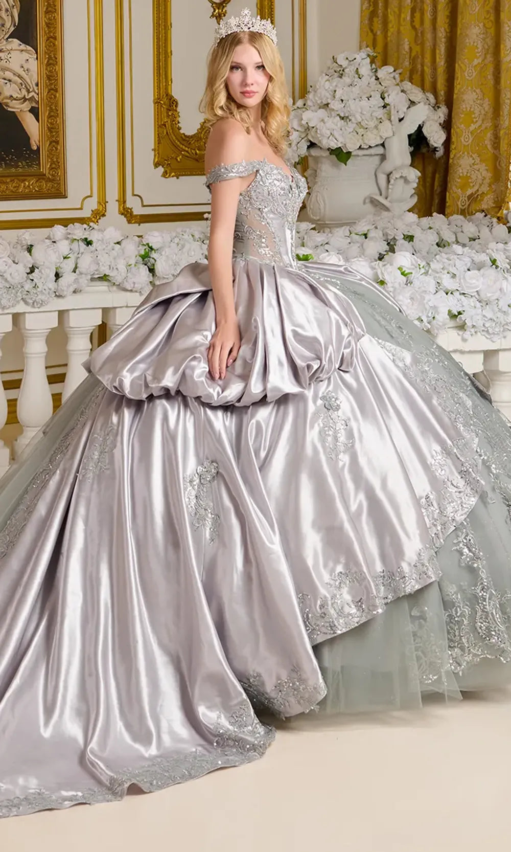 Elizabeth K GL3652 - Off Shoulder Beaded Quinceanera Gown Quinceanera Dresses