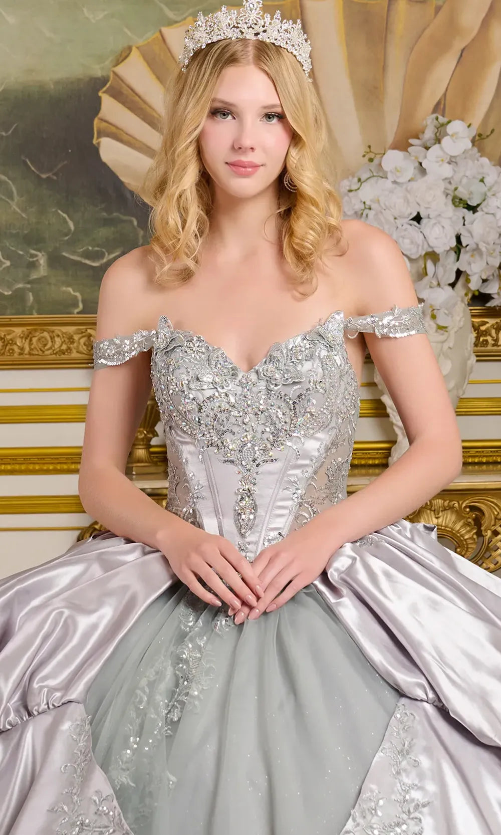 Elizabeth K GL3652 - Off Shoulder Beaded Quinceanera Gown Quinceanera Dresses