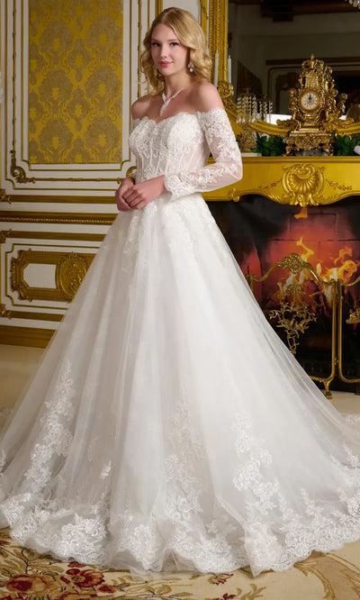 GLS by Gloria Bridal GL3653 - Long Sleeve Beaded Lace Gown Bridal Dresses