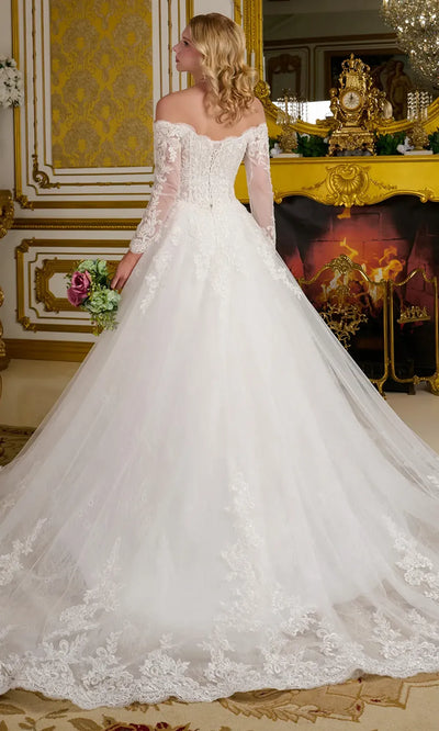 GLS by Gloria Bridal GL3653 - Long Sleeve Beaded Lace Gown Bridal Dresses