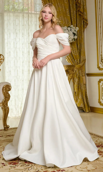 GLS by Gloria Bridal GL3655 - Embellished Sweetheart Pleated Long Gown Bridal Dresses