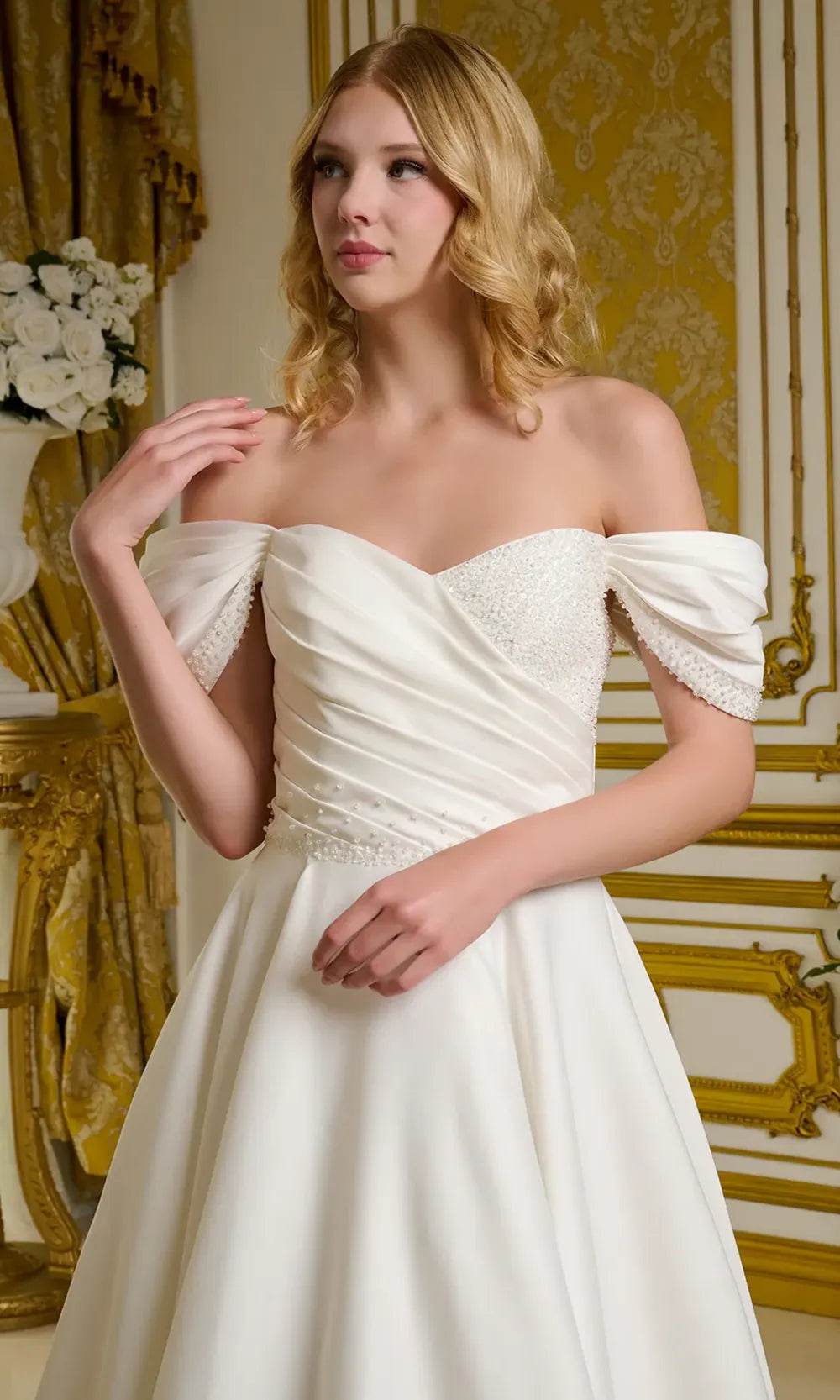 GLS by Gloria Bridal GL3655 - Embellished Sweetheart Pleated Long Gown Bridal Dresses