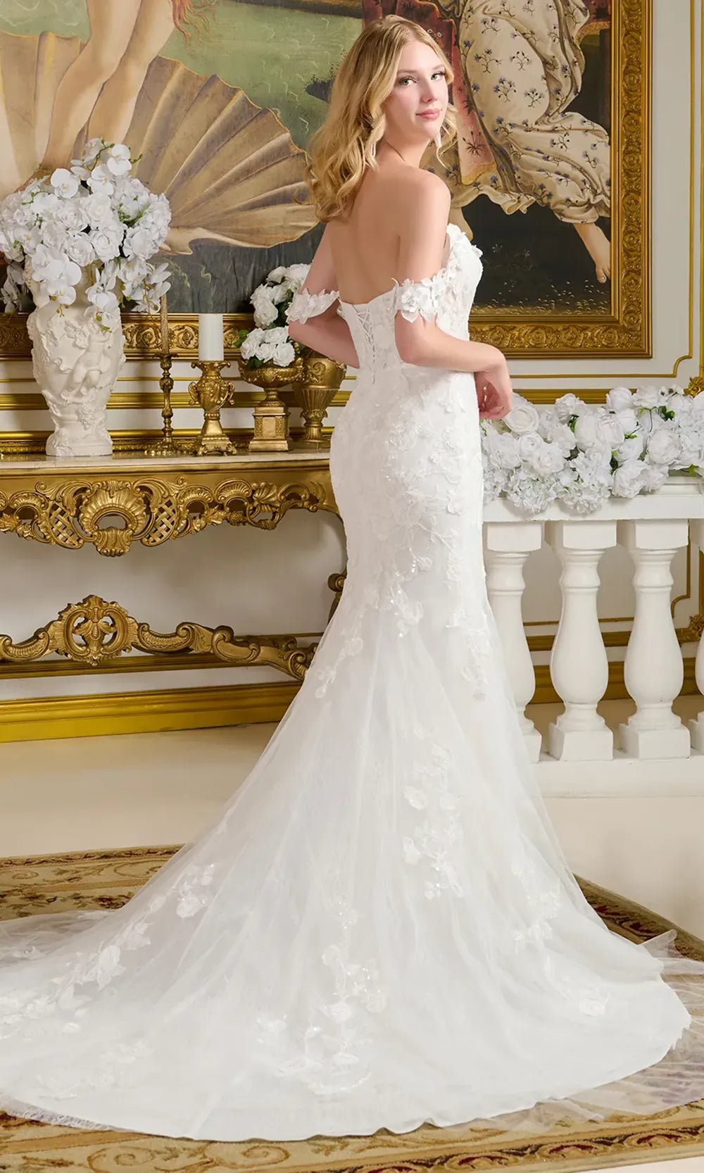 GLS by Gloria Bridal GL3656 - Off Shoulder Lace-Up Back Gown Bridal Dresses