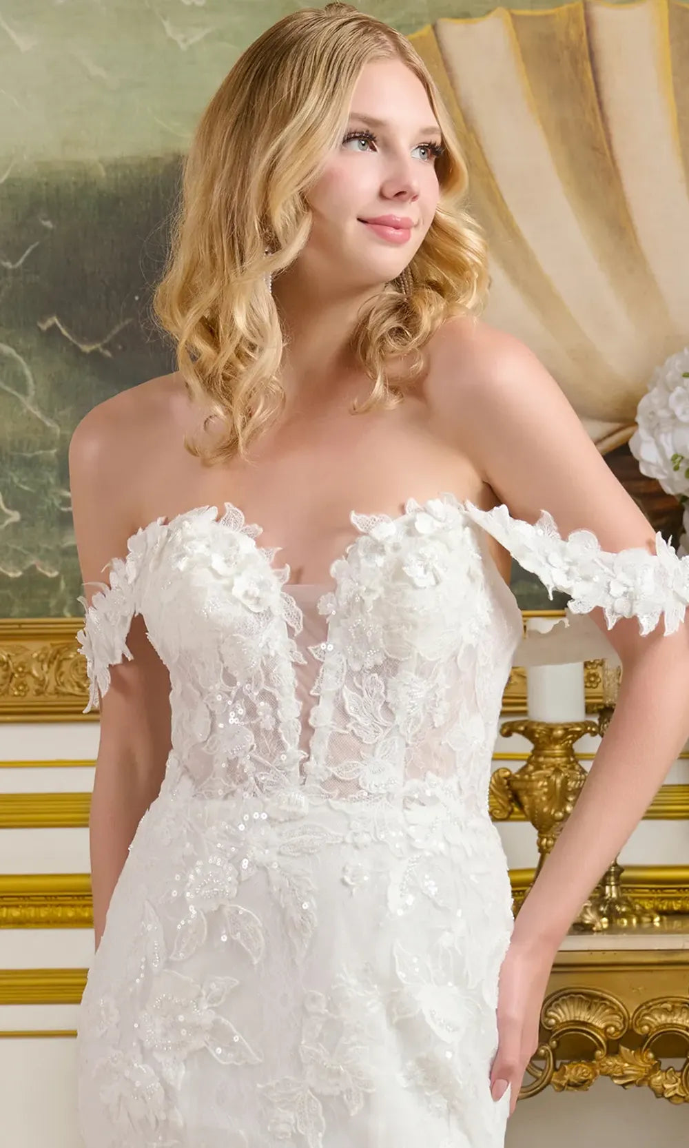 GLS by Gloria Bridal GL3656 - Off Shoulder Lace-Up Back Gown Bridal Dresses