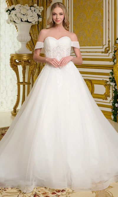 GLS by Gloria Bridal GL3657 - Embellished Lattice Corset A-Line Gown Bridal Dresses