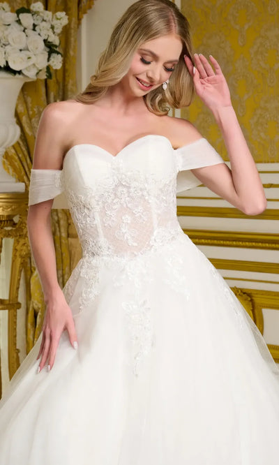 GLS by Gloria Bridal GL3657 - Embellished Lattice Corset A-Line Gown Bridal Dresses