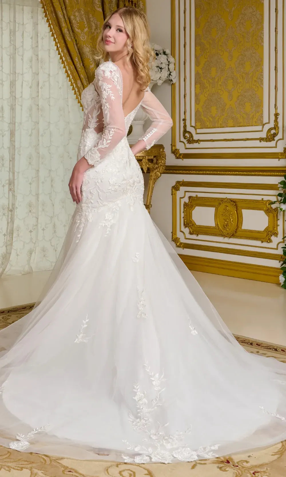 GLS by Gloria Bridal GL3659 - Long Sleeve Embroidered Trumpet Gown Bridal Dresses