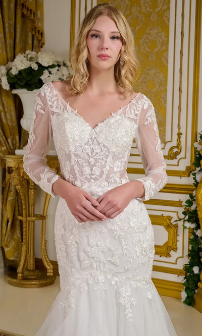 GLS by Gloria Bridal GL3659 - Long Sleeve Embroidered Trumpet Gown Bridal Dresses