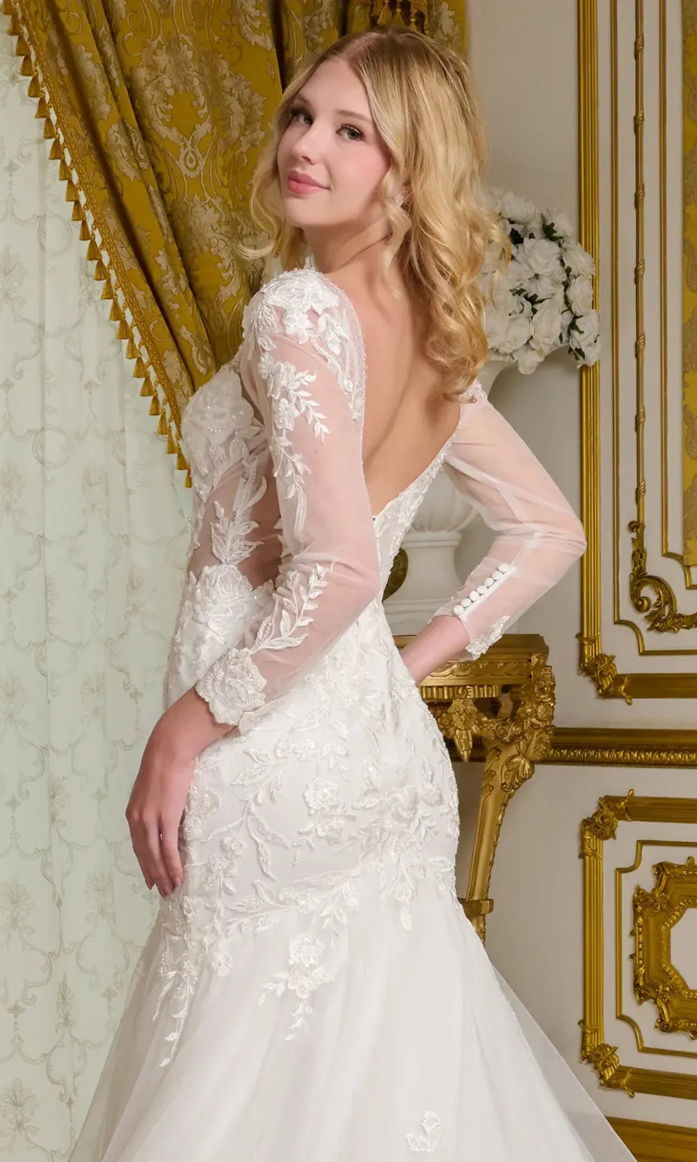 GLS by Gloria Bridal GL3659 - Long Sleeve Embroidered Trumpet Gown Bridal Dresses