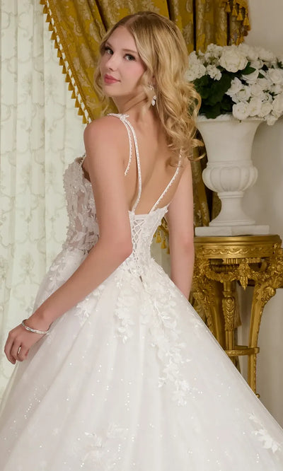 GLS by Gloria Bridal GL3660 - Scalloped Hem Spaghetti Strap Gown Bridal Dresses