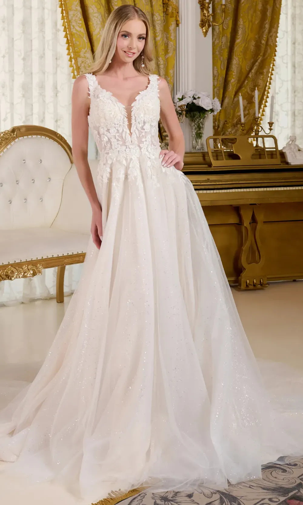 GLS by Gloria Bridal GL3661 - Embellished Sleeveless A-Line Gown Bridal Dresses