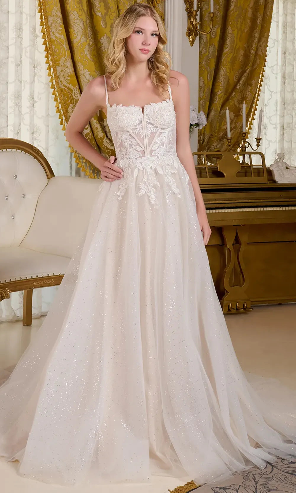 GLS by Gloria Bridal GL3663 - Long Mesh A-line Dress
