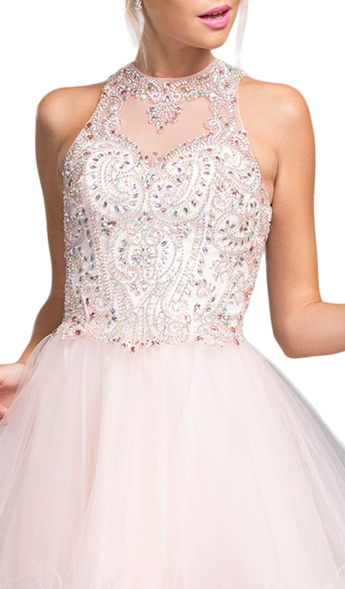 Glittering Illusion Halter Homecoming Dress Dress